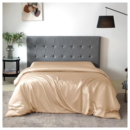 THXSILK 100% Mulberry Silk Duvet Cover, 7A+ Top Grade Silk Comforter Cover, High End Collection Down Comforter Cover with Zipper Closure - Seamless, Soft, Durable, (California King, Champagne)