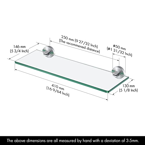 Kes Glass Shelf For Bathroom 16 Inches Bathroom Shelf With Tempered Glass Wall Mount Sus 304 Stainless Steel Brushed Finish, A2024S41-2 #TOP1