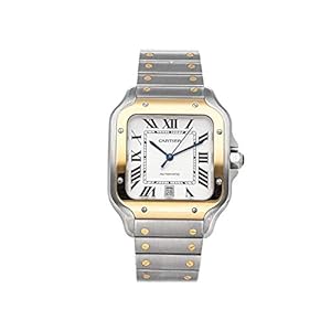 Cartier Santos Automatic Silvered Opaline Dial Steel and 18kt Yellow Gold Men’s Watch W2SA0006