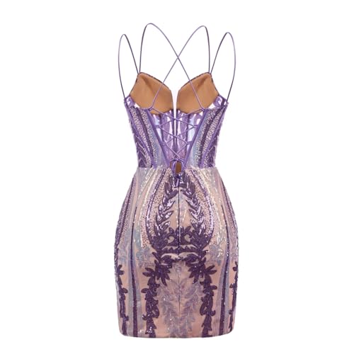 Sparkly Sequin Tight Homecoming Dresses for Teens Short Spaghetti Straps Mini Prom Cocktail Party Dress4