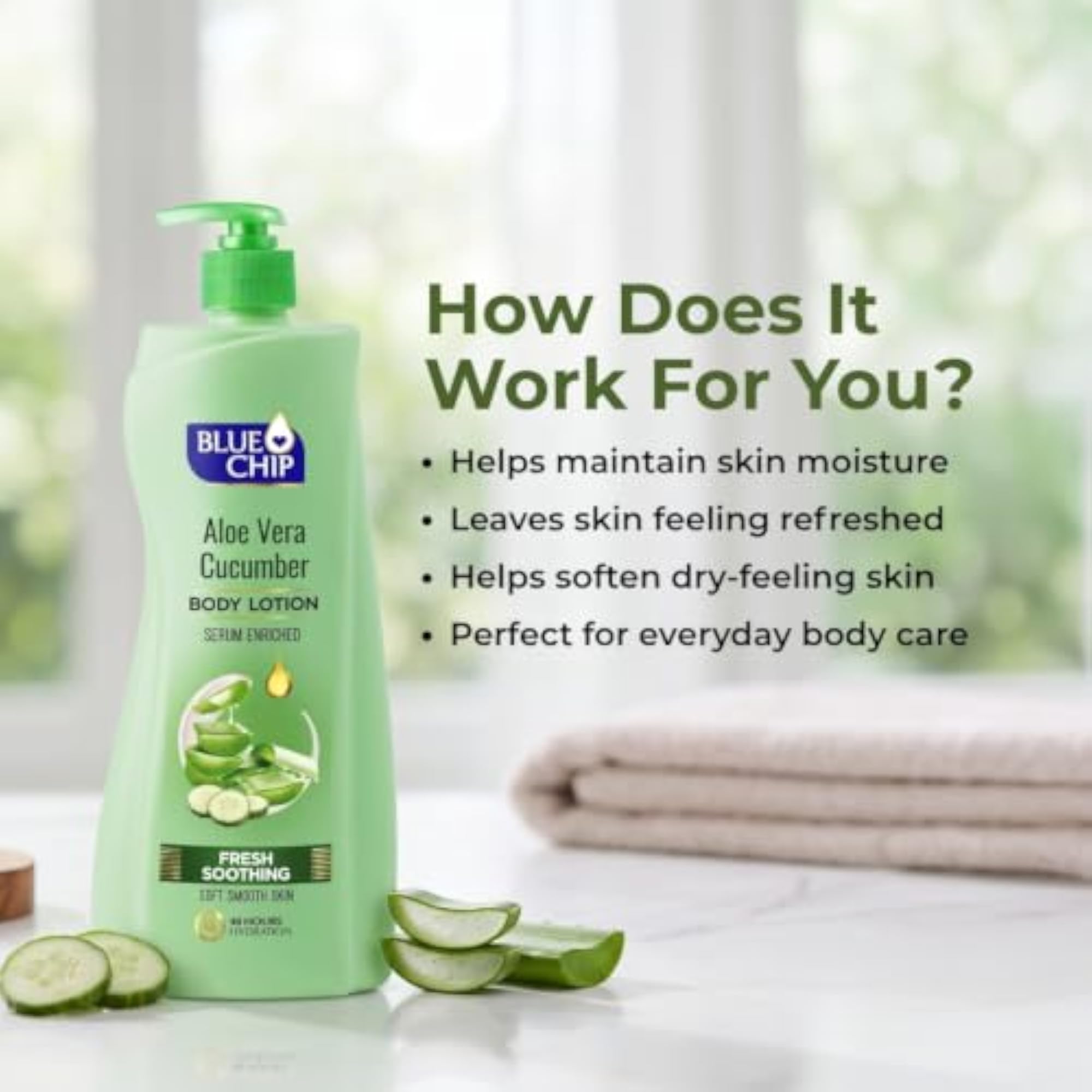 Aloe Vera Cucumber Body Lotion, Long-Lasting Hydration