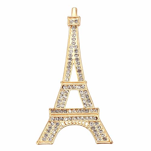 Image of Gyn&Joy Clear Crystal Rhinestones Eiffel Tower Fashion Brooch Pin