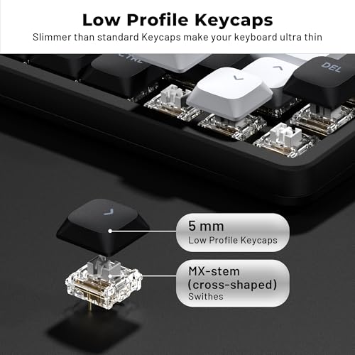 GMKWTL XVX Low Profile Black Keycaps, Shine Through Keycap Sets, Double Shot PBT Keyboard Keycaps Compatiability for 60% 75% 80% 85% 100% MX Switches Mechanical Keyboard- Only Key caps