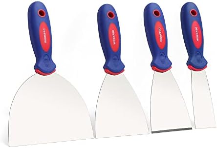WORKPRO 4-Piece Putty Knife Set, Stainless Steel Made - Perfect for Drywall Spackle, Taping, Scraping Paint, 1.5", 3", 4", 6"