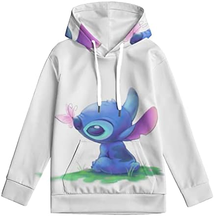 wrtgerht Stitch Lightweight Sweatshirts Novelty Men's Cute Animals 3D Pullover Print Hoodies Hooded Sweatshirt Athletic Casual Pockets