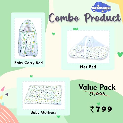 Image of Baby Bedding Set for New Born Baby Sleeping Bag, Mosquito Net Bed, Sleeping Mattress Suitable for 6 Months Babies (Panda Green)