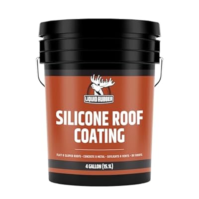 Liquid Rubber Silicone Roof Coating - UV-Reflective, No Primer Needed, One-Coat Sealant for Flat, Sloped, Metal, Wood, Concrete, EPDM, and TPO Roofs, White, 4 Gallons