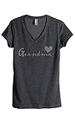 Thread Tank Grandma Heart Women's Fashion Relaxed V-Neck T-Shirt Tee Charcoal 2X-Large