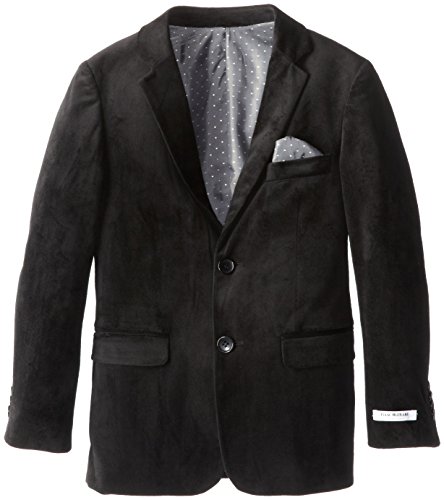 Isaac Mizrahi Big Boys' Solid Velvet Blazer, Black, 20