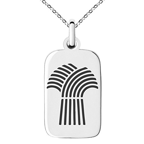Stainless Steel Demeter Greek Goddess of Agriculture Symbol Small Rectangle Dog Tag Charm Pendant Necklace