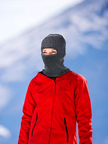 2 Pieces Winter Face Mask Ski Masks Warm Knitted Balaclava For Men Women Fleece Windproof Face Cover For Outdoor Sports (Black, Grey) #TOP4