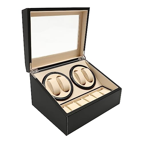 Tourne-montre en bois de carbone marron : l'écrin de luxe pour 4 garde-temps automatiques