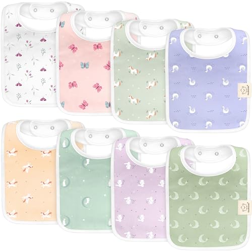 Image of KeaBabies 8-Pack Organic Baby Bibs for Boys, Girls - Super Absorbent Cotton Drool Bibs for Baby Girl & Boy, Teething Toddler, Drooling Newborn, Ultra Soft & Machine Washable (Lunaris)