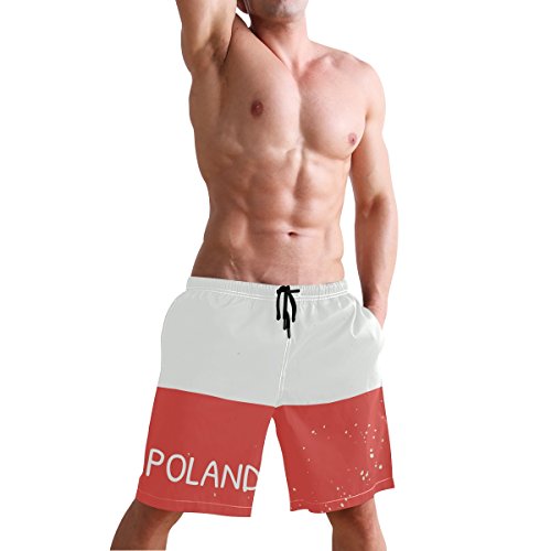 super3Dprinted Distressed Poland Flag Men's Swim Trunks Water Beach Shorts with Pockets4