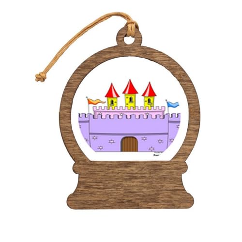 PrintedPerfection.com Personalized Castle Wooden Snow Globe Shaped Christmas Ornament