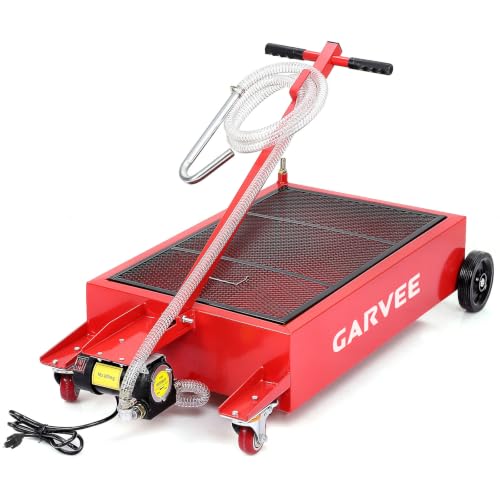 Garvee 20 Gallon Low Profile Electric Oil Drain Pan 110V Pump with 8ft Hose Rolling Oil Drain Cart with Folding T Handle Heavy-Duty Waste Oil Evacuator for Car Truck Bus RV Garage