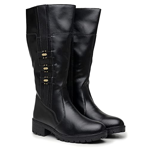 Bota Montaria Cano Longo Conforto Estilosa Elegante Cor:Preto;Tamanho:37