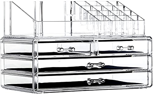 Clear Makeup Organizer And Storage For Vanity,Large Acrylic Cosmetics Display Cases With Stackable Drawers For Bathroom Counter Dresser Brushes Lipsticks Skin Care Beauty Skincare Product Organizing #TOP23