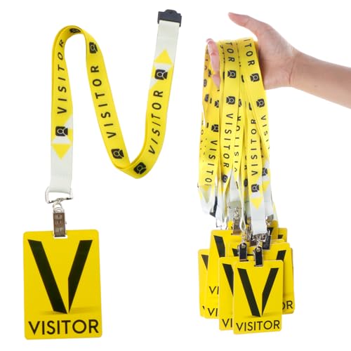 BEAKBOND Visitor Badge Lanyards with PVC Pass Cards 10 Sets, Breakaway Design with Metal Swivel Clips for Company, Exhibition, School