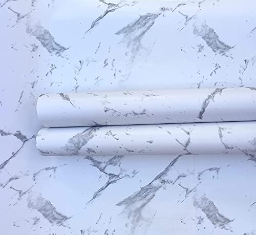 Image of Self Adhesive Waterproof Wallpaper for Kitchen Living Room Bed Room Furniture Makeover Cabinet Shelf Liner Tile Pattern Removable Contact Paper(Cloud Marble) (45x300 CM)
