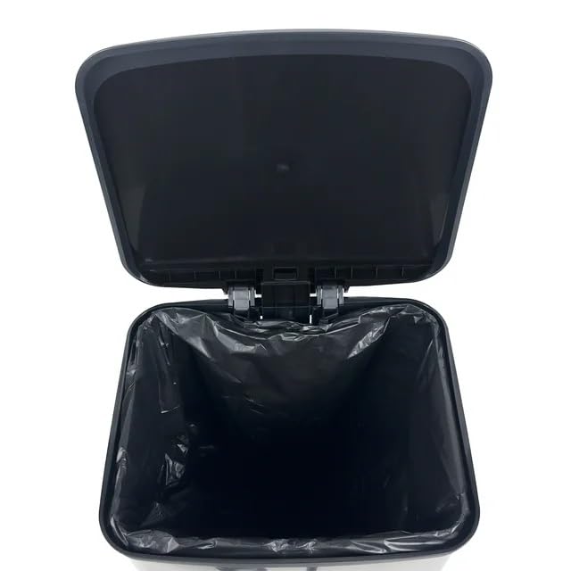 13.2 Gallon Trash Can. Plastic Rectangular Step Kitchen Trash Can for Kitchen,Home, Bedroom, Bathroom,Office & Slim Space-Saving, Silver