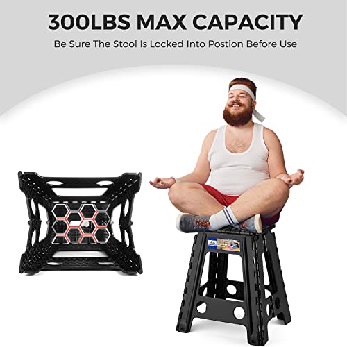 Acko Black 18 Inches Non Slip Folding Step Stool For Kids And Adults With Handle #TOP5