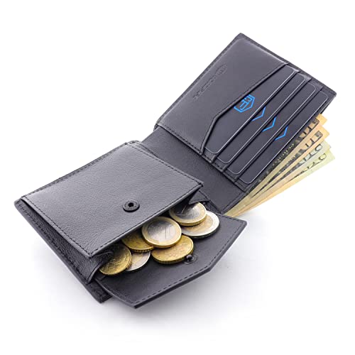 ColdFire Snake Eye Slim Leather Wallet - 4 Card Slots, Coin Pocket - Black - RFID Blocking - Bifold - Multi Compartment - Snakeskin Pattern4