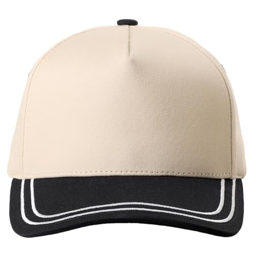 MIRMARU Blank 5 Panel Trucker Hat Adjustable Snapback Baseball Cap with Various Styles for Men and Women. (US, Alpha, One Size, Double Stitched Two Tone, Black)