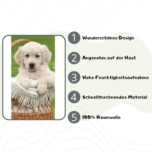 damaloo Hunde Kinder Handtuch groß aus Baumwolle – Hundewelpen Badetuch für Jungen, Mädchen & Erwachsene - XXL Duschtuch 70x140