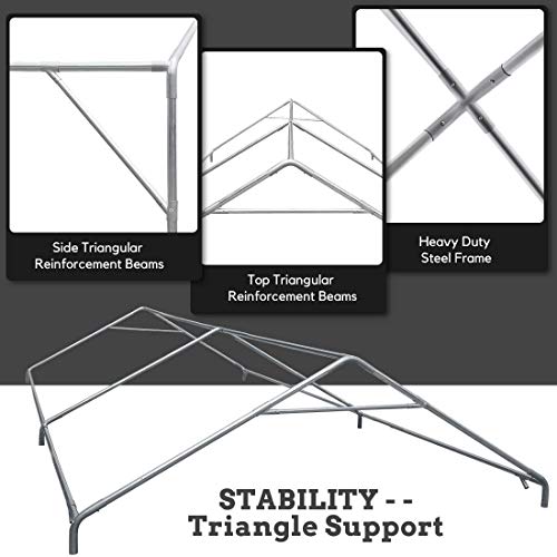 Peaktop Outdoor 10 X 20 Ft Upgraded Heavy Duty Carport Car Canopy Portable Garage Tent Boat Shelter With Reinforced Triangular Beams #TOP1