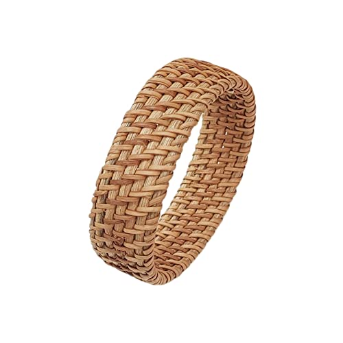 Pingyongchang Dainty Rattan Geometric Bracelets Handmade Woven Lightweight Straw Wicker Braid Ethnic Round Statement Chunky Bangle For Women Girl Jewelry-3 Pcs #TOP6