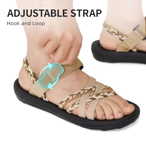 MEGNYA Hiking Sandals for Womens, Arch Support Comfortable Walking Sandals Hook Loop Strap, Casual Sports Summer Waterproof Lightweight Slides4