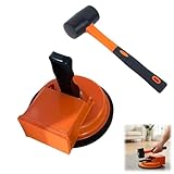 Floor Gap Fixer Tool for Laminate & Vinyl Plank, Heavy Duty Suction Cup Floor Gap Repair Kit, Rubber Hammering Surface, Quick Fix Stick to Close Gaps Without Disassembly (Orange Tool + Hammer)