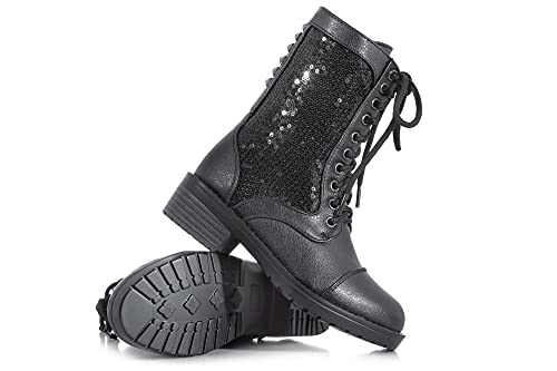 Girls Combat Boot,SWAGCBLK04.0,Black,04.0
