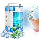 Aire Acondicionado Portatil, 1000ml Mini Enfriador, Humidificador Silencioso con Mando a Distancia, USB Ventilador con 3 Modos & 3 Velocidades, 2-4-8H Timer, LEDs Colores, Ideal Hogar/Oficina/Mascotas