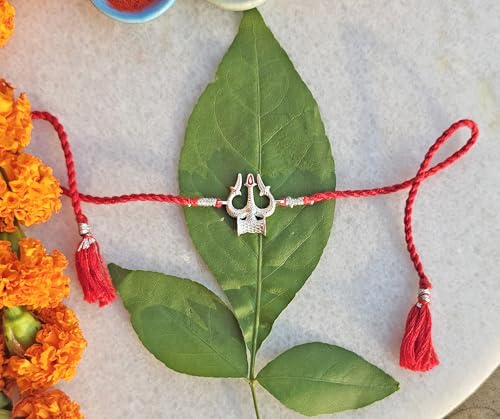 Image of ROOVI Pure 925 Sterling Silver Rakhi for Bhai with Roli Chawal