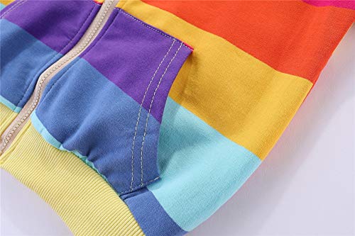 LittleSpring Moletom infantil de jérsei com zíper completo com estampa, Listras coloridas claras, 3