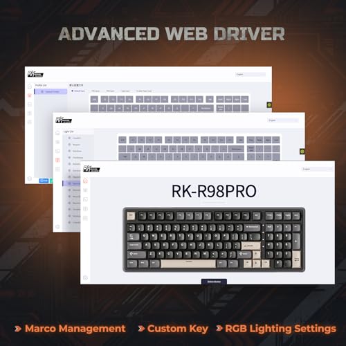 Image of RK ROYAL KLUDGE R98 Pro Wired Mechanical Keyboard, RGB PC Gaming Keyboard with Number Pad and Volume Knob, dye Sublimation DSA Profile Pudding Keycaps, for Win /MAC, Hot Swappable Tactile Beige Switch