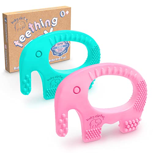 Baby Elefun Teething Toys - Pink And Turquoise Elephant Teethers Bundle #TOP15