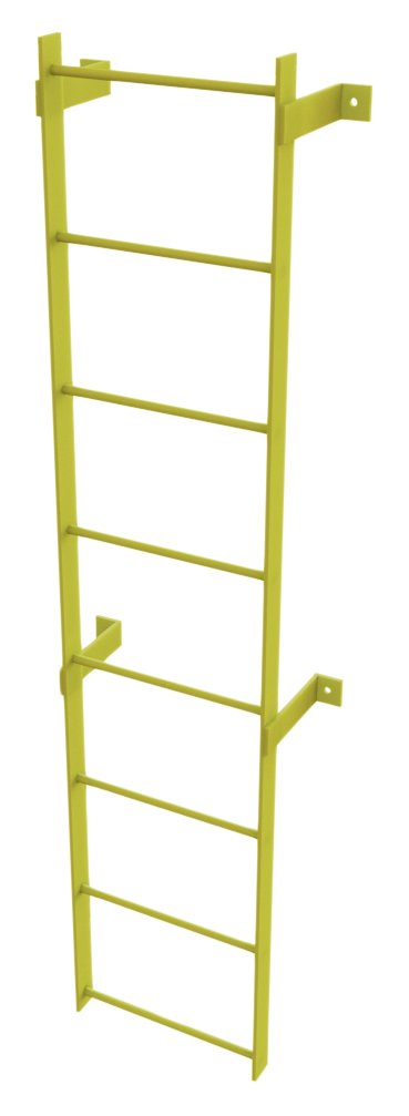 Tri-Arc WLFS0108-Y 8-Rung Standard Uncaged Fixed Steel Ladder, Safety Yellow Powder Coated Finish