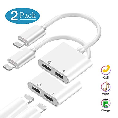 2Pack- Headphones for iPhone Adapter Dongle 4 in 1 Headphone Splitter Adapter [Audio