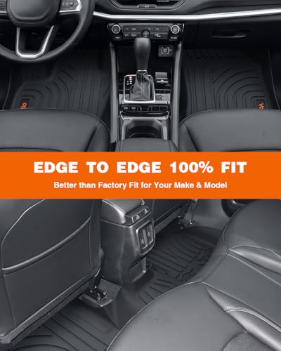 Image of Floor Mats for 2017-2026 Jeep Compass | Custom Fit TPE All Weather Floor Liners with Cargo Mat, Front & 2nd Row Full Set, Waterproof Heavy Duty Anti-Slip Car Mats