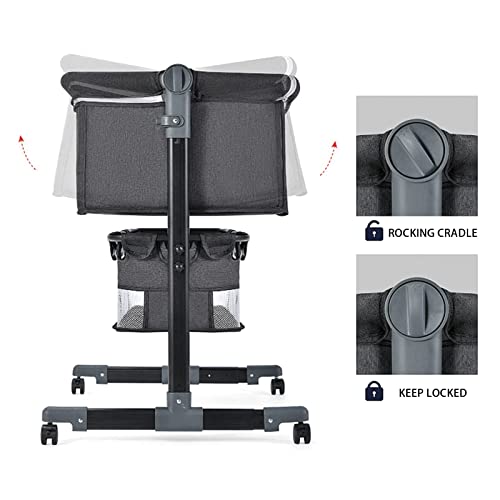 Mzdict Baby Crib Baby Bassinet Bedside Sleeper Bedside Crib For Newborn, Adjustable Folding Portable Crib 2022 For Infant/Baby, Grey #TOP2