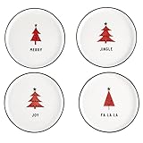 Santa Barbara Design Studio TableSugar Holiday Appetizer Plates, Set of 4, Red Trees