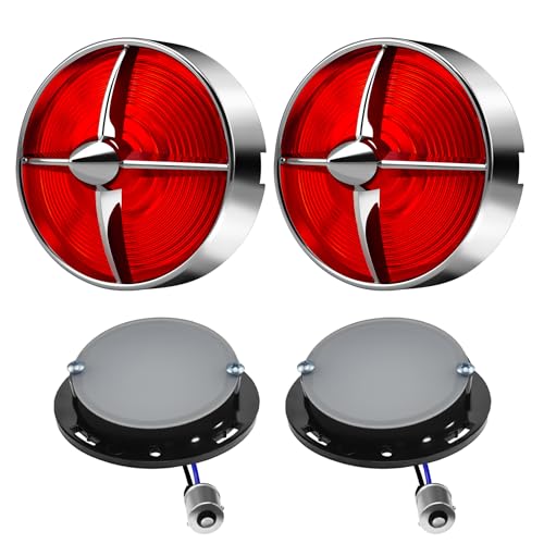 Motorcycle 1156 LED Turn Signals With 3 1/4" Red Tail Light Lens Covers 2 Pack, Retro Turning Lamp Universal Fit Harley Softail Road King Street Glide Sportster Fatboy Deluxe Bikes Accessories