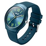 Letoff Orologio alla moda, numeri romani, cinturino in silicone, Blu, Moda