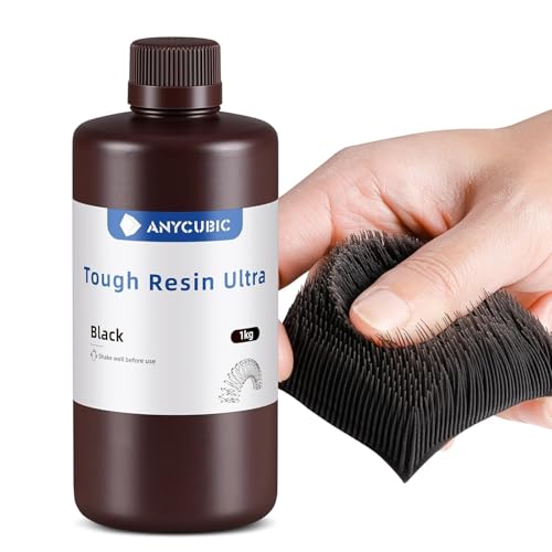 Image of 3IDEA ANYCUBIC Ultra Tough Resin, 3D Printer Resin with Strong Impact Resistance & High Flexibility, Suitable for Direct Use or as an Additive, Wide Compatible for LCD Resin 3D Printers (Black, 1kg)