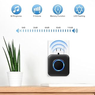 Campanello Senza Fili, BITIWEND Campanello Wireless Impermeabile, 2 Trasmettitore e 3 Ricevitore con 58 Melodie a Scelta 5 Livelli di Volume e Flash LED (nero)