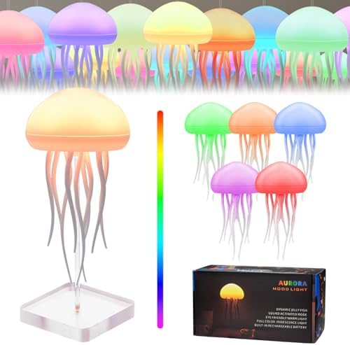 Pipihome Jellyfish Lamp, LED Jellyfish Night Light, Atmosphere Jelly ...