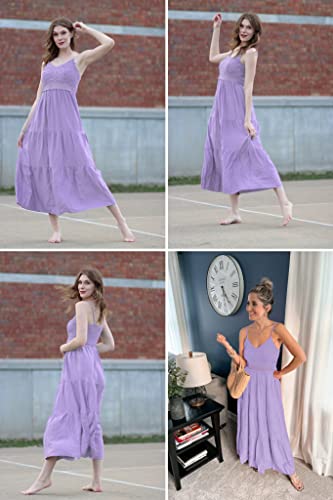 Image of Dokuritu Women's Beach Crochet Lace Maxi Dress Solid Color Summer Vacation Wedding Guest Spaghetti Strap Long Dress